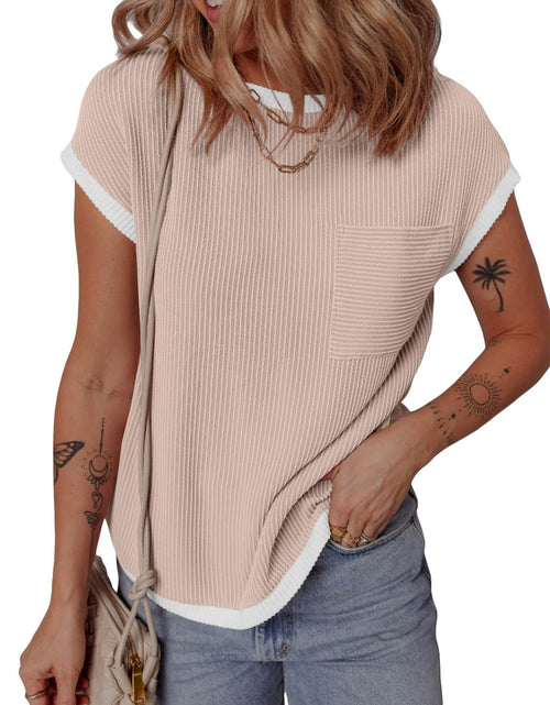 Load image into Gallery viewer, Contrast Trim Round Neck Short Sleeve T-Shirt
