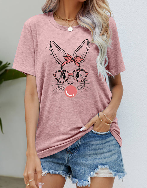 Load image into Gallery viewer, Easter Bunny Graphic Round Neck T-Shirt

