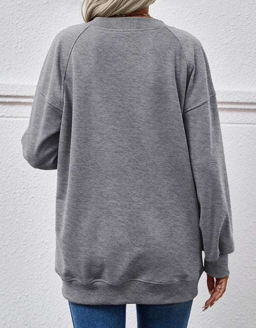 Load image into Gallery viewer, Round Neck Drop Shoulder Long Sleeve Sweatshirt
