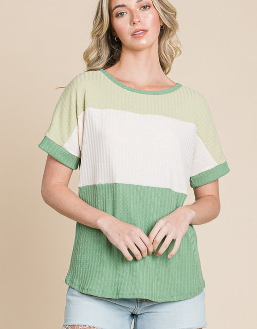 Load image into Gallery viewer, BOMBOM Color Block Short Sleeve T-Shirt
