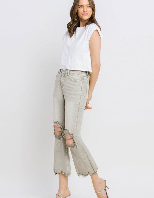 Load image into Gallery viewer, Lovervet Distressed Raw Hem Cropped Flare Jeans
