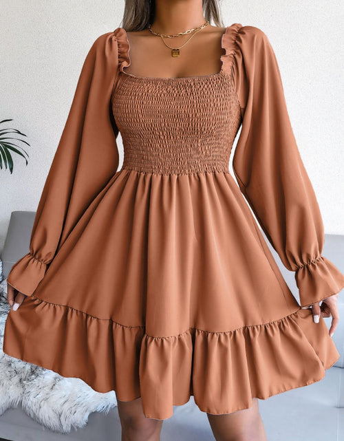 Load image into Gallery viewer, Smocked Flounce Sleeve Square Neck Dress
