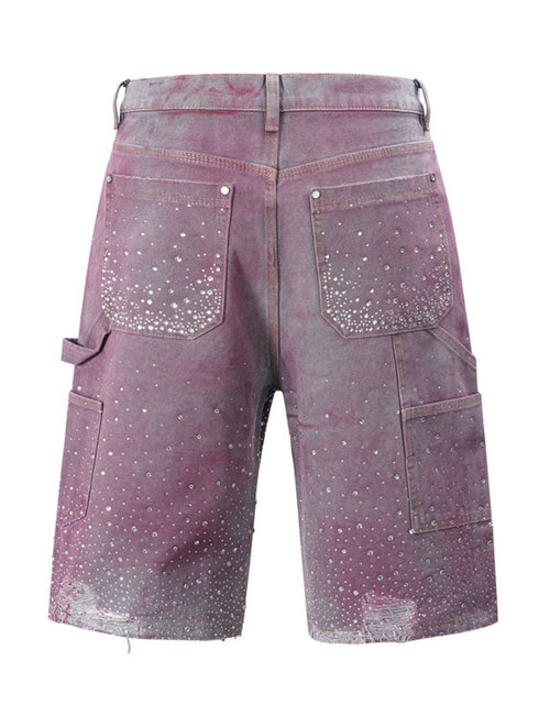 Load image into Gallery viewer, Men's Rhinestone Shorts with Pockets
