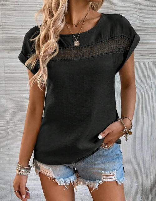 Load image into Gallery viewer, Cutout Round Neck Short Sleeve Top
