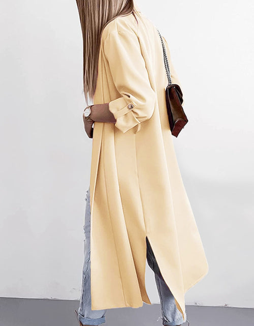 Load image into Gallery viewer, Slit Open Front Roll-Tab Sleeve Trench Coat
