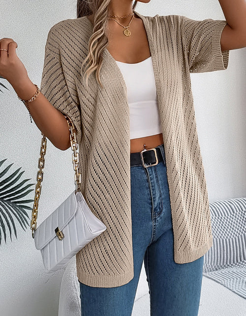 Load image into Gallery viewer, Openwork Open Front Half Sleeve Cardigan
