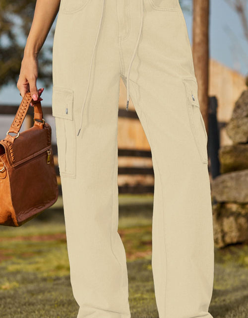 Load image into Gallery viewer, Loose Fit Drawstring Jeans with Pocket
