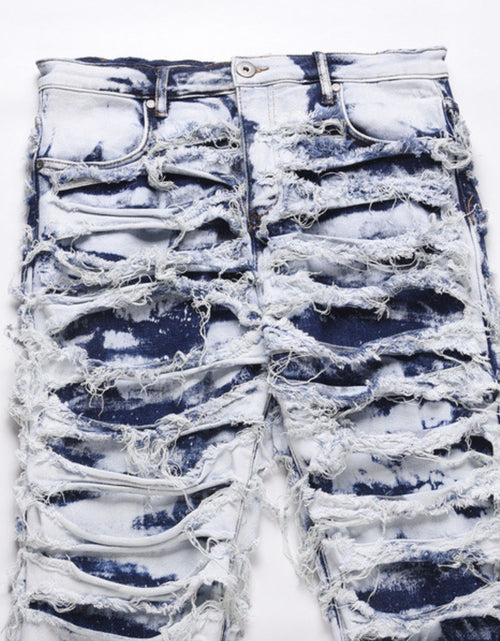 Load image into Gallery viewer, Men's Distressed Raw Hem Straight Jeans
