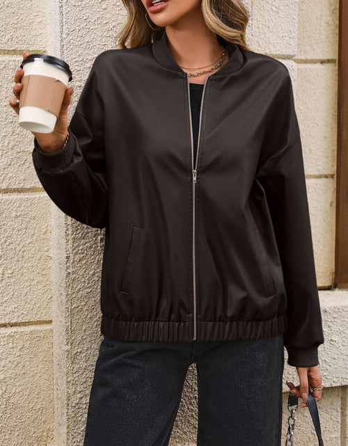 Load image into Gallery viewer, Ivy Lane Zip Up Baseball Collar Dropped Shoulder Jacket
