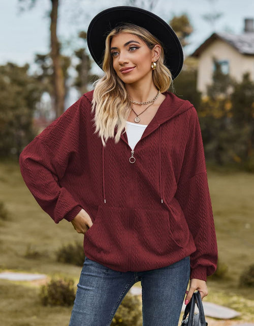 Load image into Gallery viewer, Cable-Knit Long Sleeve Hooded Jacket
