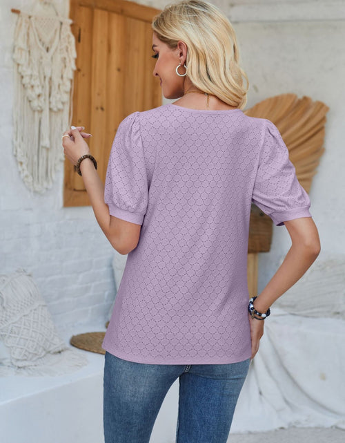 Load image into Gallery viewer, Eyelet Asymmetrical Neck Short Sleeve T-Shirt
