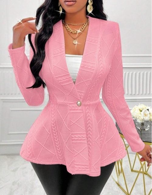 Load image into Gallery viewer, One Button Textured Peplum Cardigan
