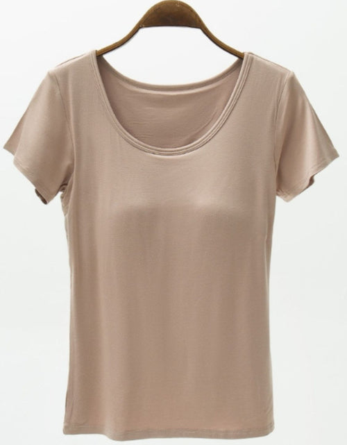 Load image into Gallery viewer, Round Neck Modal T-Shirt with Bra
