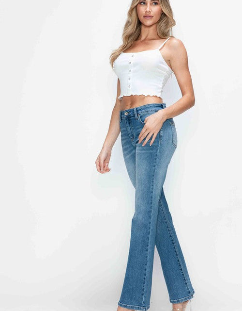 Load image into Gallery viewer, bytos Full Size Cat's Whiskers Mid Rise Bootcut Jeans
