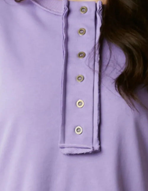 Load image into Gallery viewer, Sequin Half Button Long Sleeve Sweatshirt

