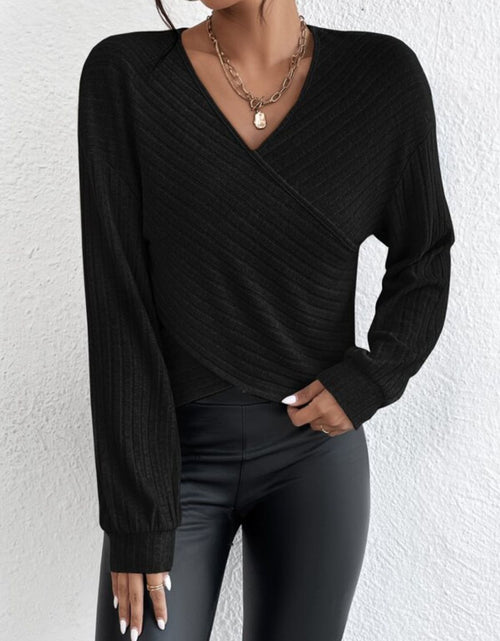 Load image into Gallery viewer, Surplice Dropped Shoulder Long Sleeve T-Shirt
