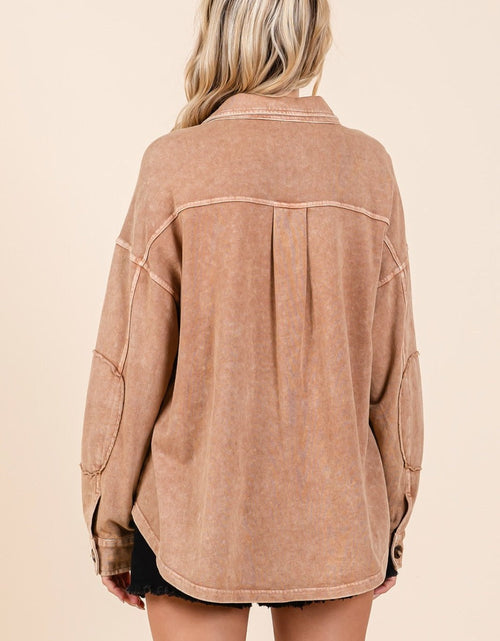 Load image into Gallery viewer, Mittoshop Mineral Wash French Terry Elbow Patch Shacket

