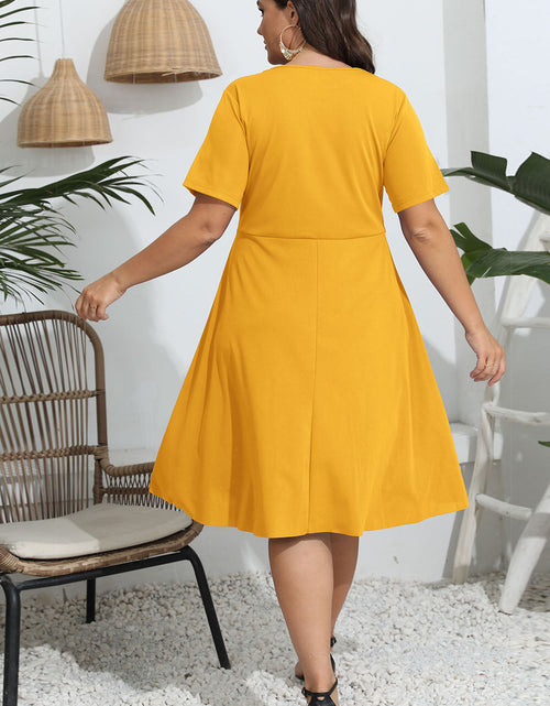 Load image into Gallery viewer, Plus Size Round Neck Openwork Dress

