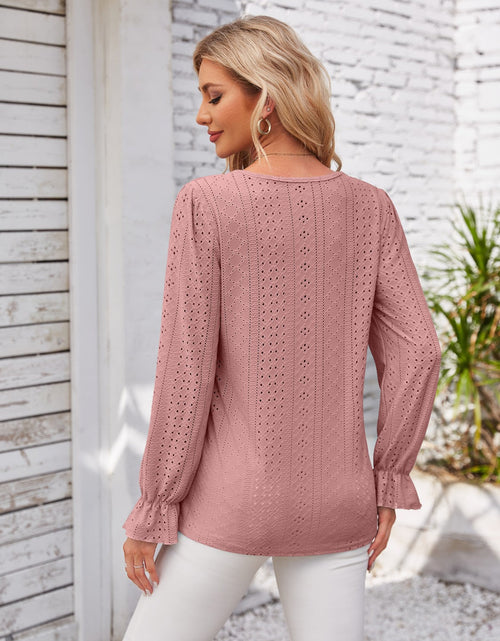 Load image into Gallery viewer, Applique V-Neck Flounce Sleeve T-Shirt
