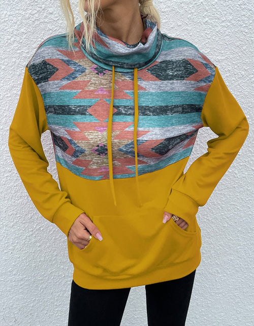 Load image into Gallery viewer, Shiny Geometric Drawstring Long-Sleeve Sweatshirt
