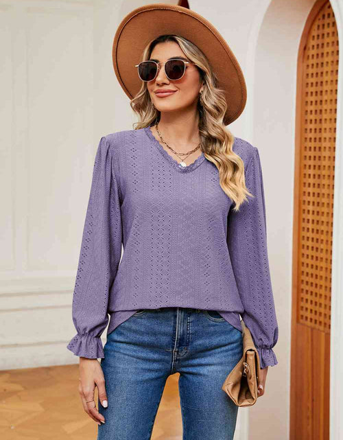 Load image into Gallery viewer, V-Neck Flounce Sleeve Blouse
