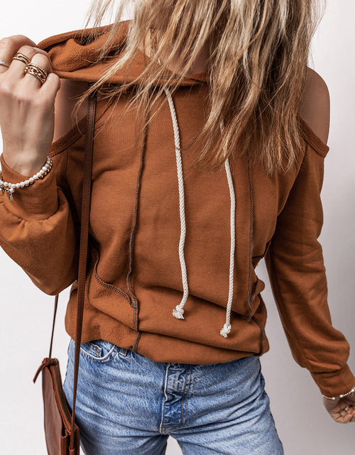 Load image into Gallery viewer, Cold Shoulder Long Sleeve Hoodie
