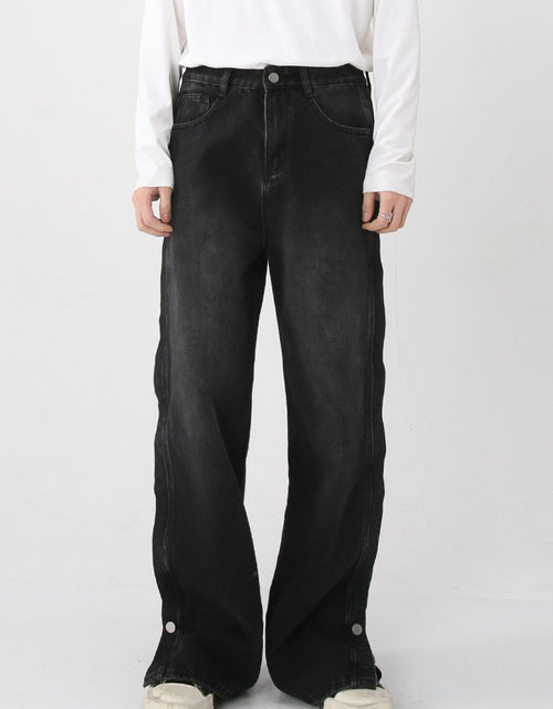 Load image into Gallery viewer, Side Slit Baggy Jeans with Pockets
