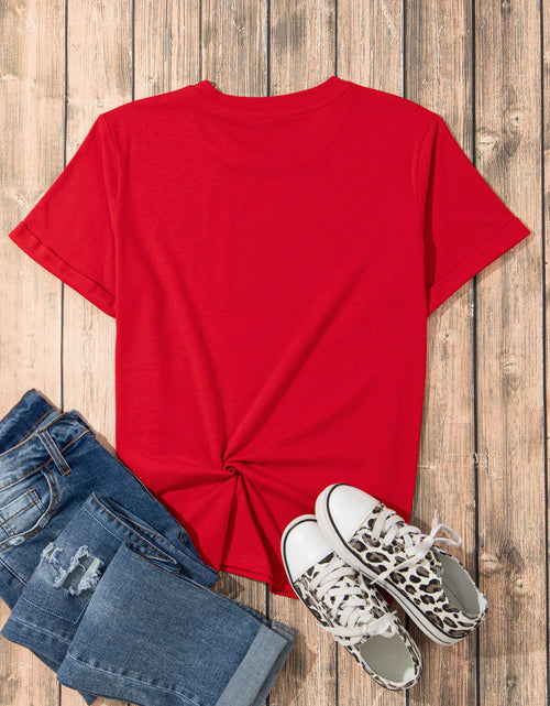 Load image into Gallery viewer, Heart Round Neck Short Sleeve T-Shirt
