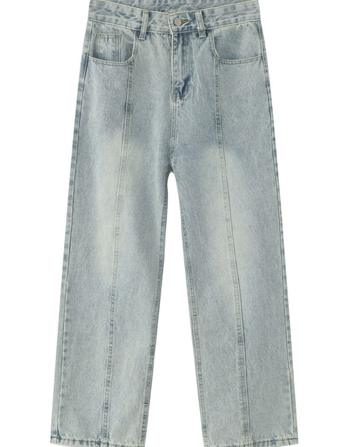 Load image into Gallery viewer, Men's Washed Splicing Straight Leg Jeans
