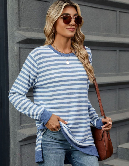 Load image into Gallery viewer, Striped Round Neck Long Sleeve T-Shirt
