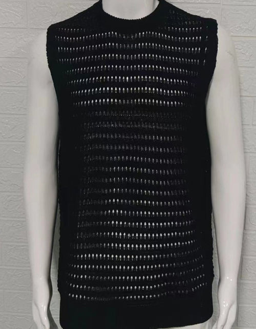 Load image into Gallery viewer, Men's Round Neck Hollow Out Sleeveless Knit Top
