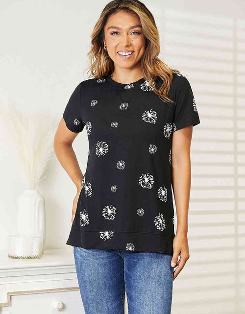 Load image into Gallery viewer, Double Take Dandelion Print Round Neck T-Shirt
