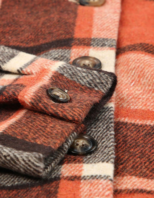 Load image into Gallery viewer, Plaid Button Up Hooded Shacket
