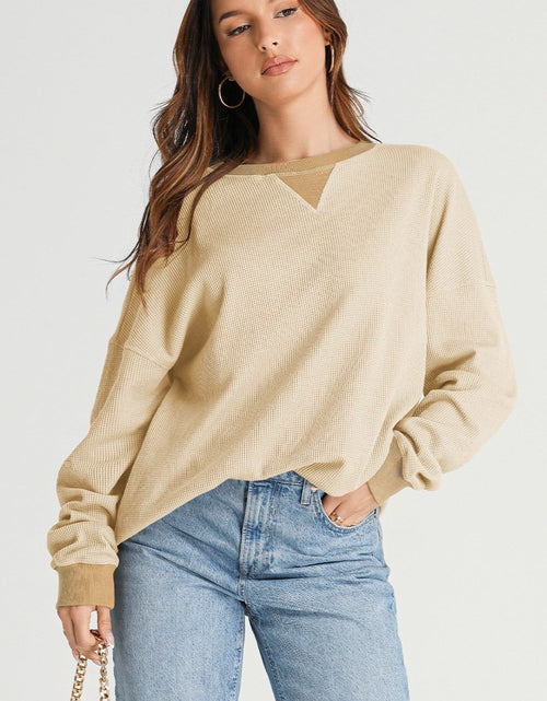 Load image into Gallery viewer, Waffle-Knit Long Sleeve Sweatshirt
