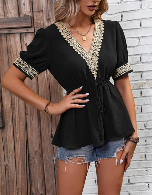 Load image into Gallery viewer, Ivy Lane Contrast V-Neck Babydoll Top
