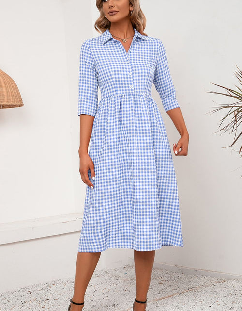 Load image into Gallery viewer, Ivy Lane Plaid Collared Neck Midi Dress
