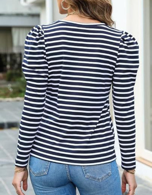 Load image into Gallery viewer, Striped Round Neck Long Sleeve T-Shirt
