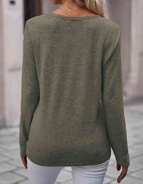 Load image into Gallery viewer, Round Neck Buttoned Long Sleeve T-Shirt
