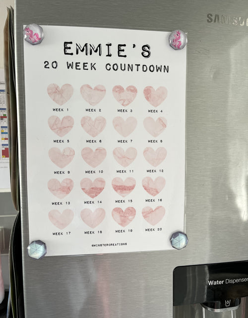 Load image into Gallery viewer, Personalised A4 Any Name 20 Week Marble Heart Countdown Weight Loss Chart Tracker Print - Laminated With Drywipe Pen by WinsterCreations™ Official Store

