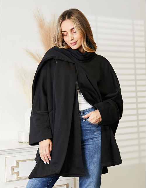 Load image into Gallery viewer, HEYSON Full Size Open Front Cardigan with Scarf Design
