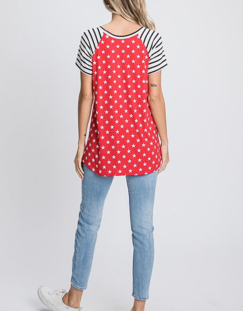 Load image into Gallery viewer, Heimish Full Size Star &amp; Striped Round Neck Short Sleeve T-Shirt Plus Size

