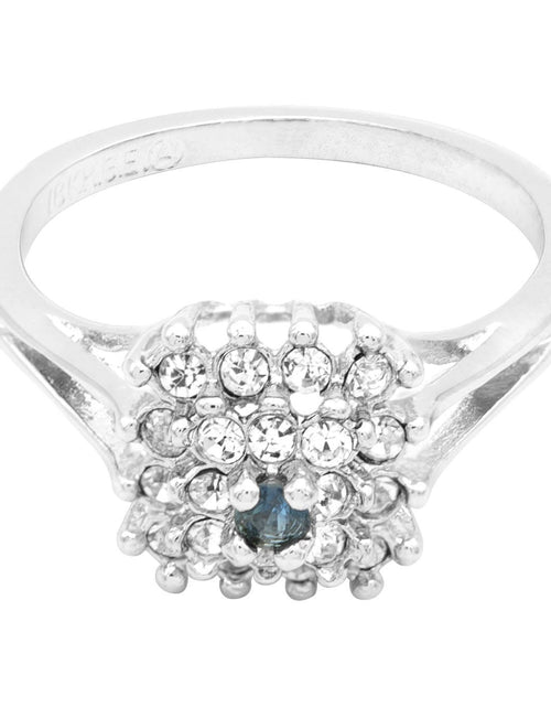Load image into Gallery viewer, Vintage Clear Austrian Crystal Burst Ring 18kt White Gold Electroplated Made in USA by PVD Vintage Jewelry
