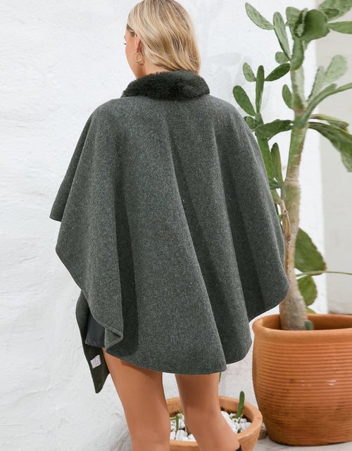 Load image into Gallery viewer, Fuzzy Trim Open Front Poncho
