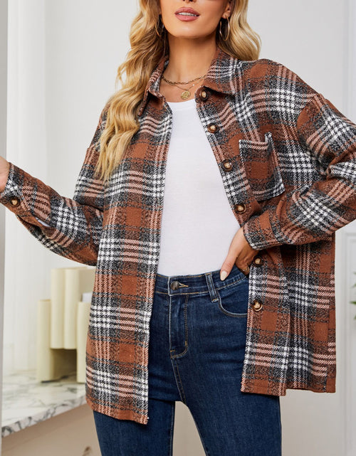Load image into Gallery viewer, Plaid Collared Shirt Jacket
