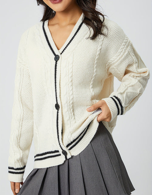 Load image into Gallery viewer, Star Embroidered V-Neck Long Sleeve Cardigan
