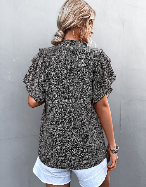 Load image into Gallery viewer, Printed Flutter Sleeve V-Neck Top
