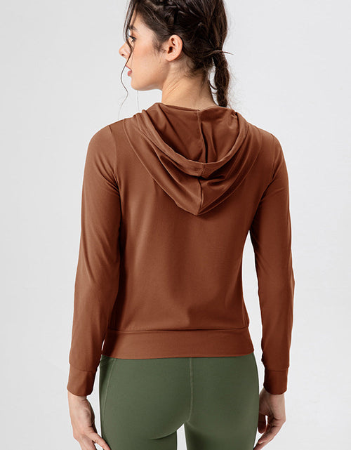Load image into Gallery viewer, Drawstring Zip Up Hooded Active Outerwear
