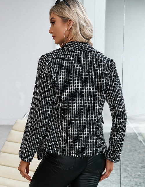 Load image into Gallery viewer, Ivy Lane Plaid Double Breasted Long Sleeve Jacket
