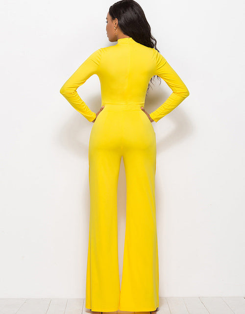 Load image into Gallery viewer, Long Sleeve Mock Neck Wide Leg Jumpsuit
