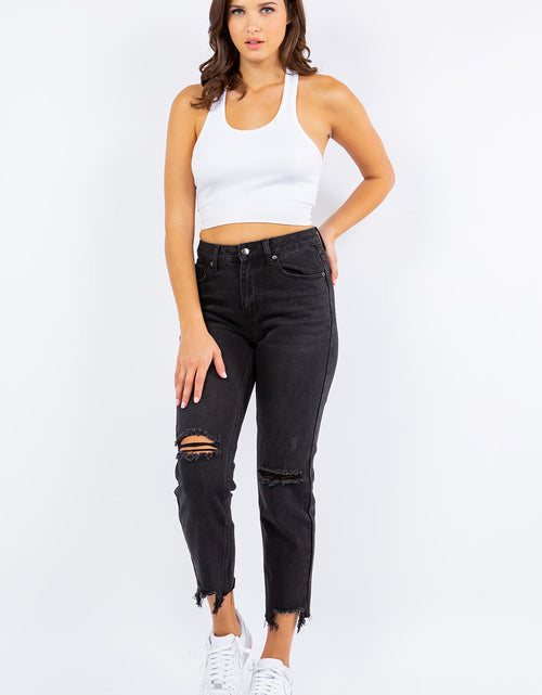 Load image into Gallery viewer, American Bazi High Waist Distressed Cropped Straight Jeans
